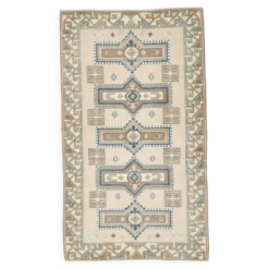Tapis oriental vintage bleu crème 3x6, 109x187 cm
