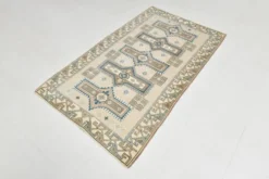 Tapis oriental vintage bleu crème 3x6, 109x187 cm