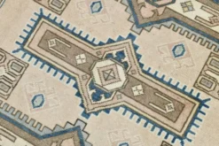 Tapis oriental vintage bleu crème 3x6, 109x187 cm