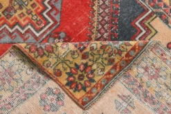 Tapis oriental vintage rouge bleu marine 3x6, 106x201 cm