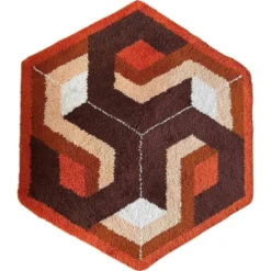 Tapis ou moquette hexagonale rare du milieu du siècle, Danemark, années 1960.