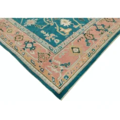 Tapis Oushak noué à la main. Taille et couleurs personnalisées. Tapis en laine vert turc. Design inspiré des années 1900. Fait sur commande.