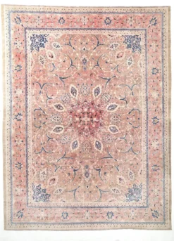 Tapis persan classique antique 57s rose blush bleu 10x13, 293x388 cm