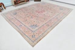 Tapis persan classique antique 57s rose blush bleu 10x13, 293x388 cm