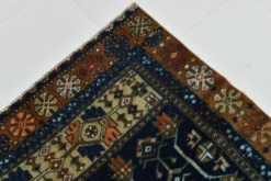 Tapis persan géométrique rouge bleu marine 3x7, 102x223 cm