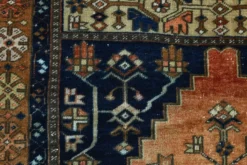 Tapis persan géométrique rouge bleu marine 3x7, 102x223 cm