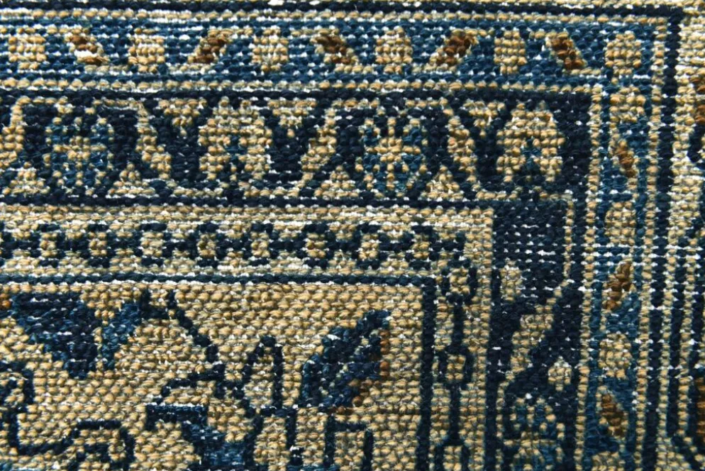 Tapis persan large 10x13 bleu marine et taupe, tapis en laine fait main, 311x402 cm