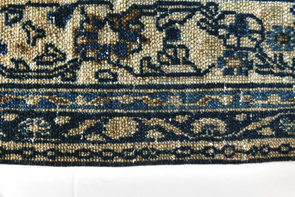 Tapis persan large 10x13 bleu marine et taupe, tapis en laine fait main, 311x402 cm
