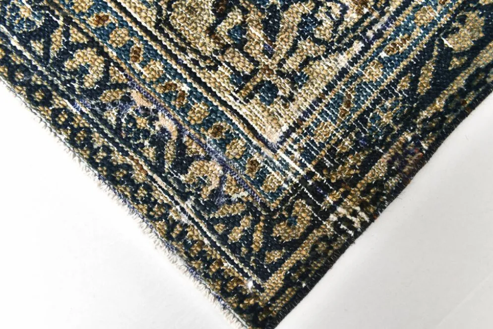 Tapis persan large 10x13 bleu marine et taupe, tapis en laine fait main, 311x402 cm