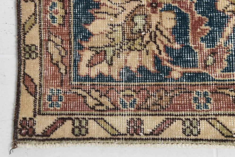 Tapis persan vintage décoratif pastel aux tons terracotta, 238x357 cm