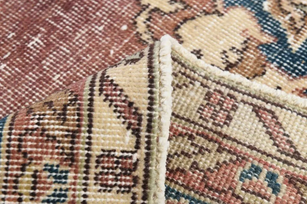 Tapis persan vintage décoratif pastel aux tons terracotta, 238x357 cm