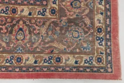 Tapis persan vintage en laine noué main, rouge, motifs floraux, 291x384 cm