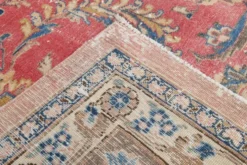 Tapis persan vintage en laine noué main, rouge, motifs floraux, 291x384 cm