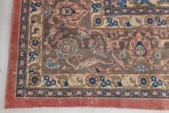 Tapis persan vintage en laine noué main, rouge, motifs floraux, 291x384 cm