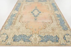 Tapis persan vintage en laine noué main, style classique, motif floral, 300x368.