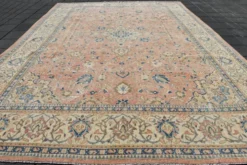 Tapis persan vintage floral rose saumon, tapis de salon 9x12, 280x382 cm