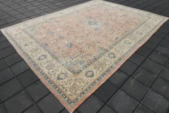 Tapis persan vintage floral rose saumon, tapis de salon 9x12, 280x382 cm