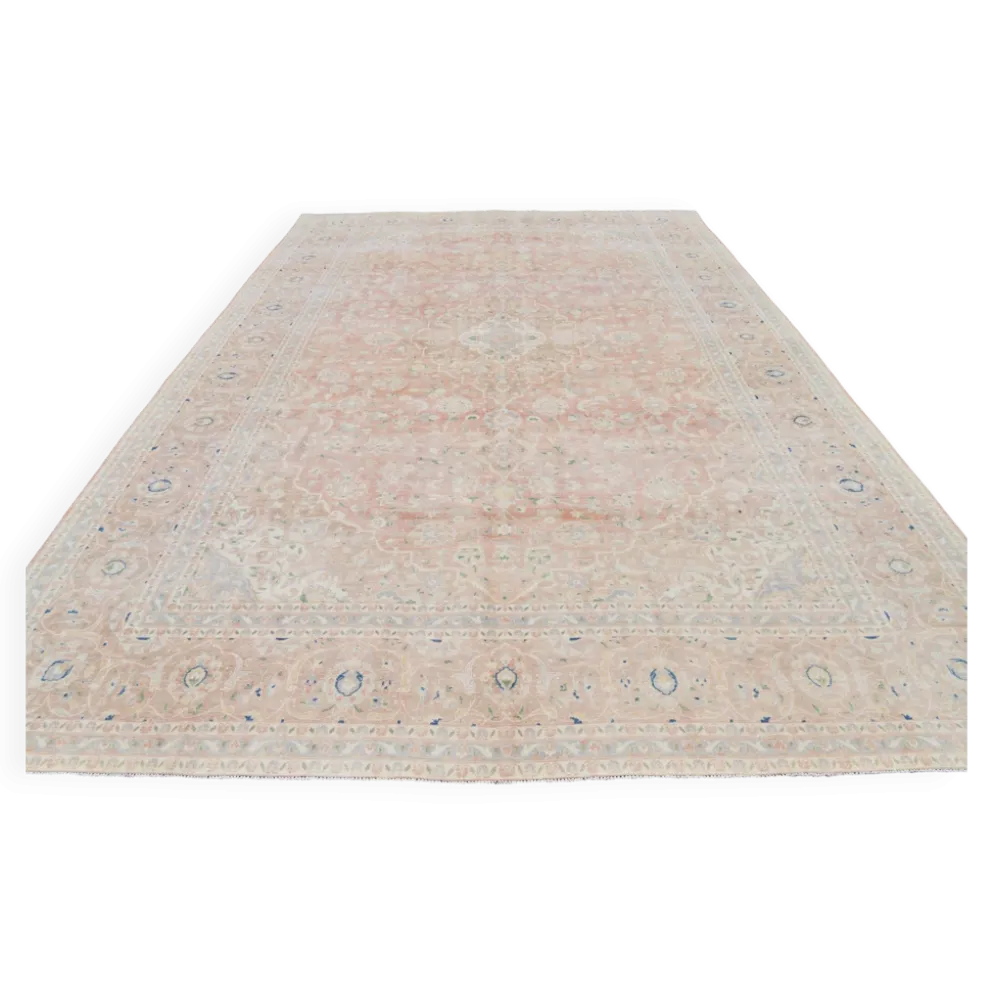 Tapis persan vintage rose blush 9x13, décoration de luxe faite à la main, 283x408 cm