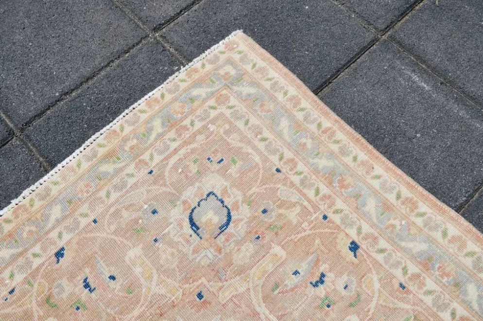 Tapis persan vintage rose blush 9x13, décoration de luxe faite à la main, 283x408 cm