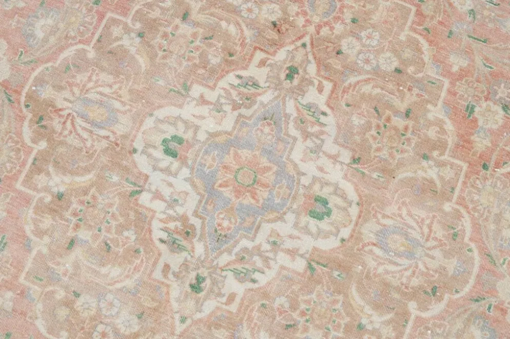 Tapis persan vintage rose blush 9x13, décoration de luxe faite à la main, 283x408 cm