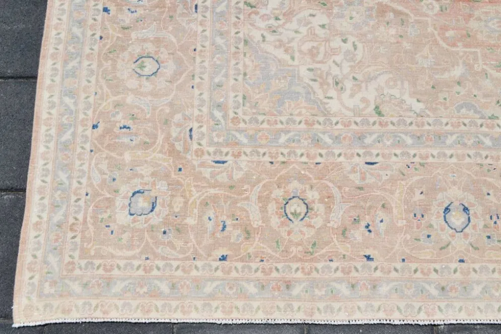 Tapis persan vintage rose blush 9x13, décoration de luxe faite à la main, 283x408 cm