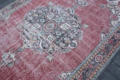 Tapis persan vintage rouge brique, tapis oriental noué à la main, 209x325 cm