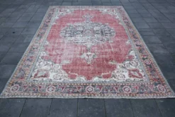 Tapis persan vintage rouge brique, tapis oriental noué à la main, 209x325 cm