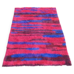 Tapis à poils longs noué à la main du milieu du siècle par Walter Mack, labelle - années 1960