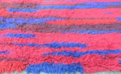 Tapis à poils longs noué à la main du milieu du siècle par Walter Mack, étiqueté - années 1960