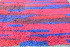 Tapis à poils longs noué à la main du milieu du siècle par Walter Mack, étiqueté - années 1960