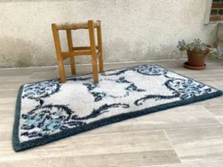 Tapis pure laine bleu 125x78cm