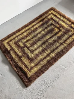 Tapis Rya scandinave, années 1960, 100 % laine, milieu du siècle