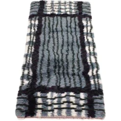 Tapis Rya suédois moderne du milieu du siècle en gris, noir et blanc, années 1950