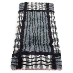 Tapis Rya suédois moderne du milieu du siècle en gris, noir et blanc, années 1950