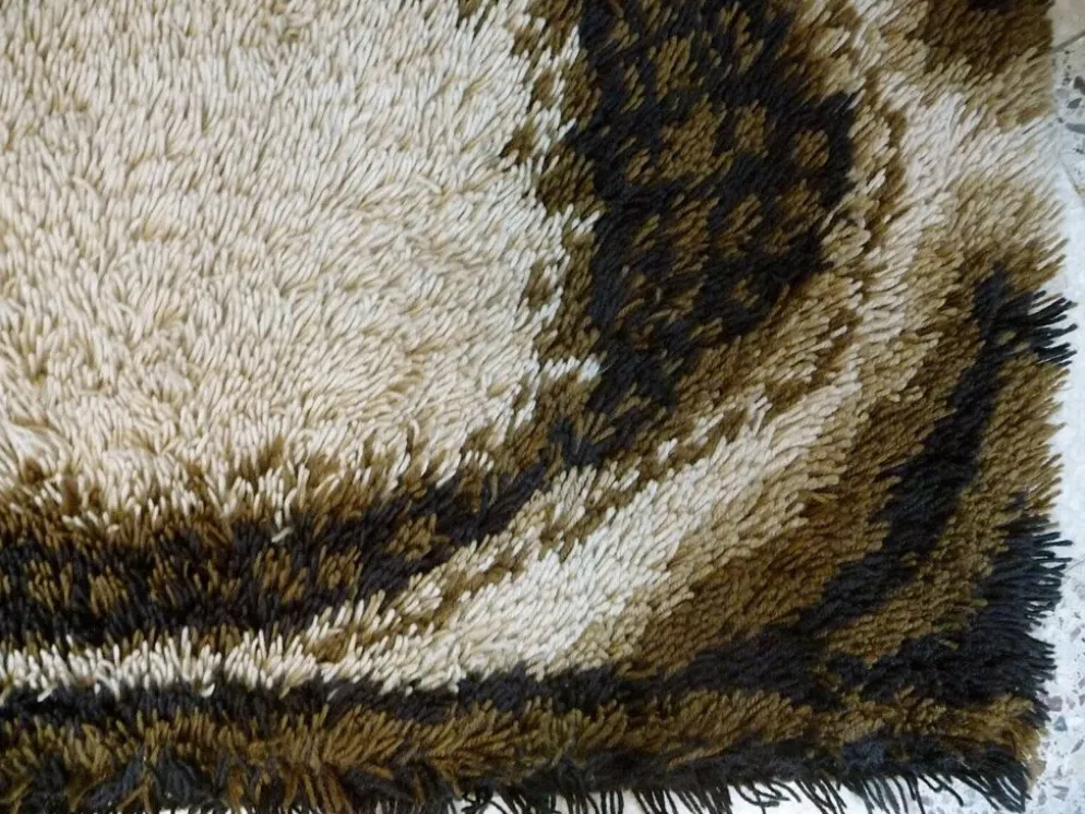 Tapis scandinave abstrait marron par Ege Rya, Danemark années 1960