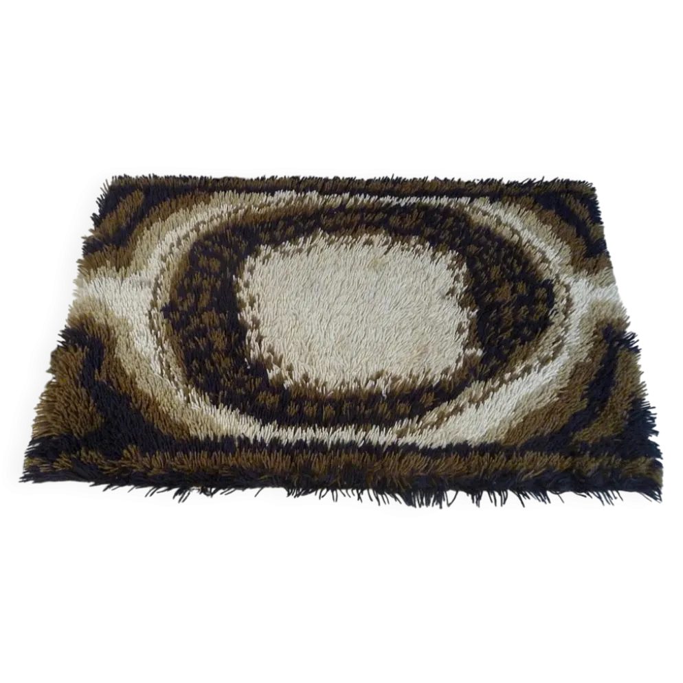 Tapis scandinave abstrait marron par Ege Rya, Danemark années 1960