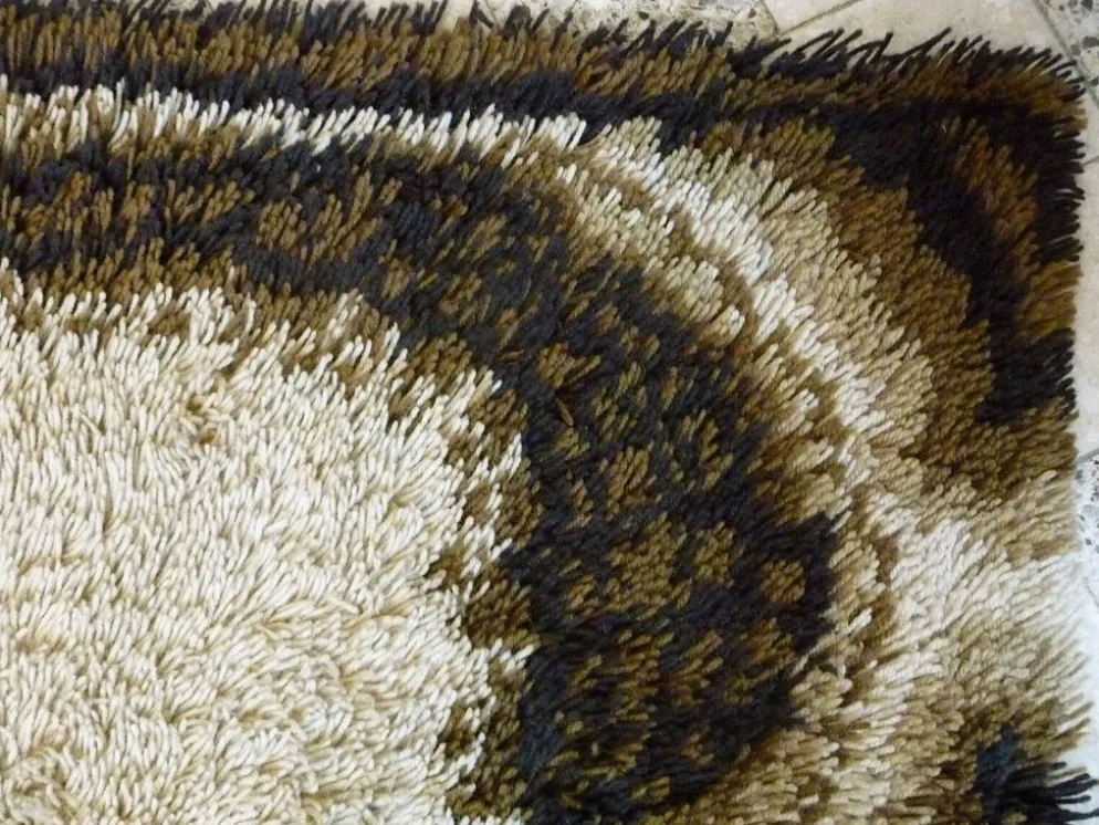 Tapis scandinave abstrait marron par Ege Rya, Danemark années 1960