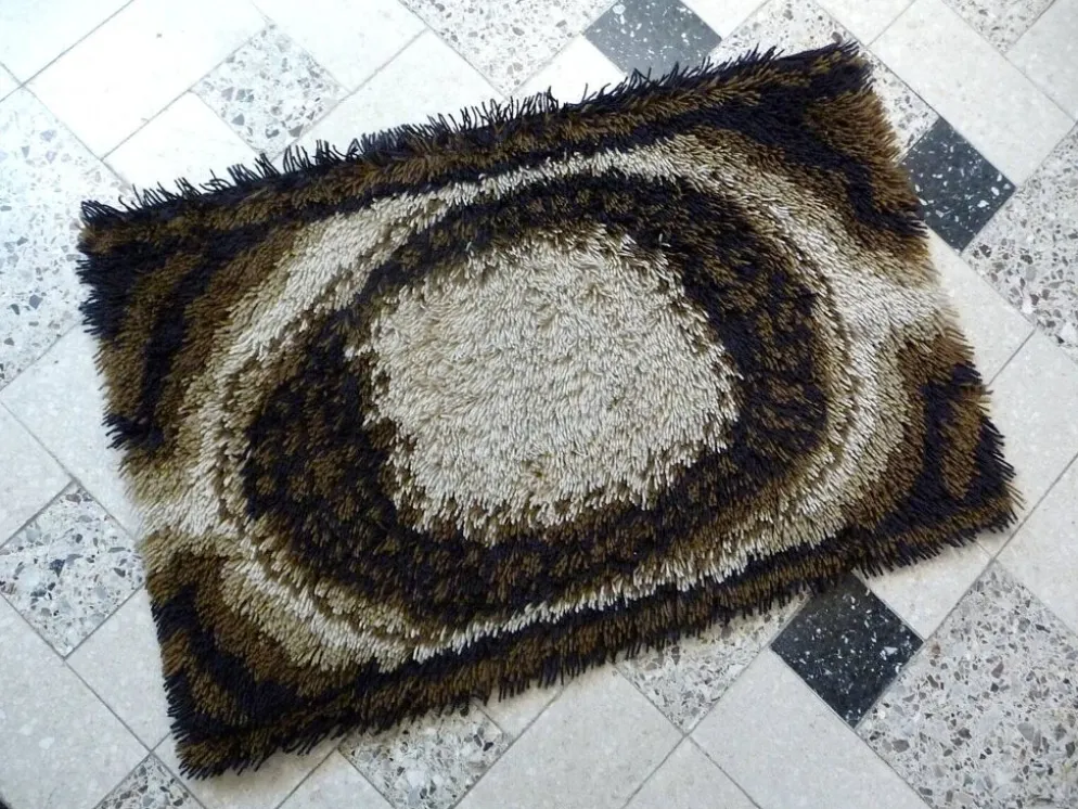 Tapis scandinave abstrait marron par Ege Rya, Danemark années 1960