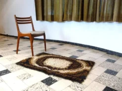 Tapis scandinave abstrait marron par Ege Rya, Danemark années 1960