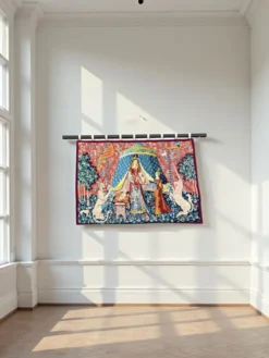 Tapisserie ancienne en laine « la Dame et la Licorne »