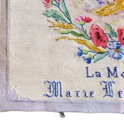 Tapisserie ancienne en point de croix et techniques mixtes : « La Moisson »