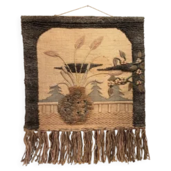 Tapisserie artisanale – Composition florale bohème
