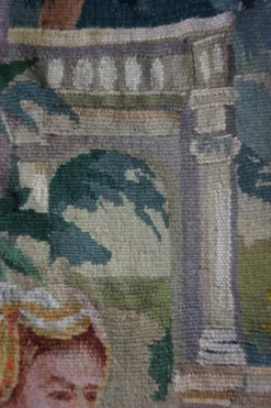 Tapisserie Aubusson française antique avec scène romantique