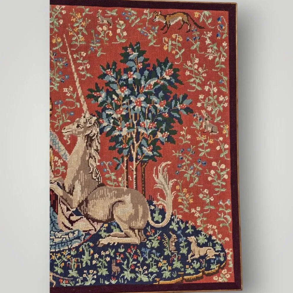 Tapisserie au point de croix vintage « La Dame à la Licorne », reproduction médiévale