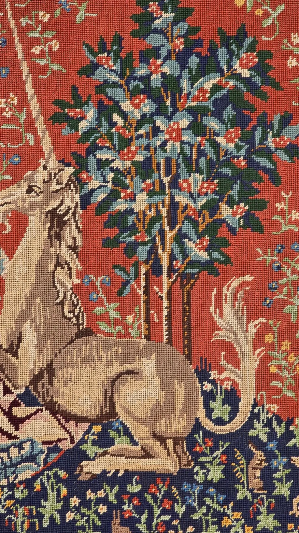 Tapisserie au point de croix vintage « La Dame à la Licorne », reproduction médiévale