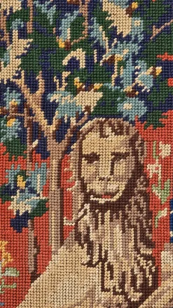 Tapisserie au point de croix vintage « La Dame à la Licorne », reproduction médiévale