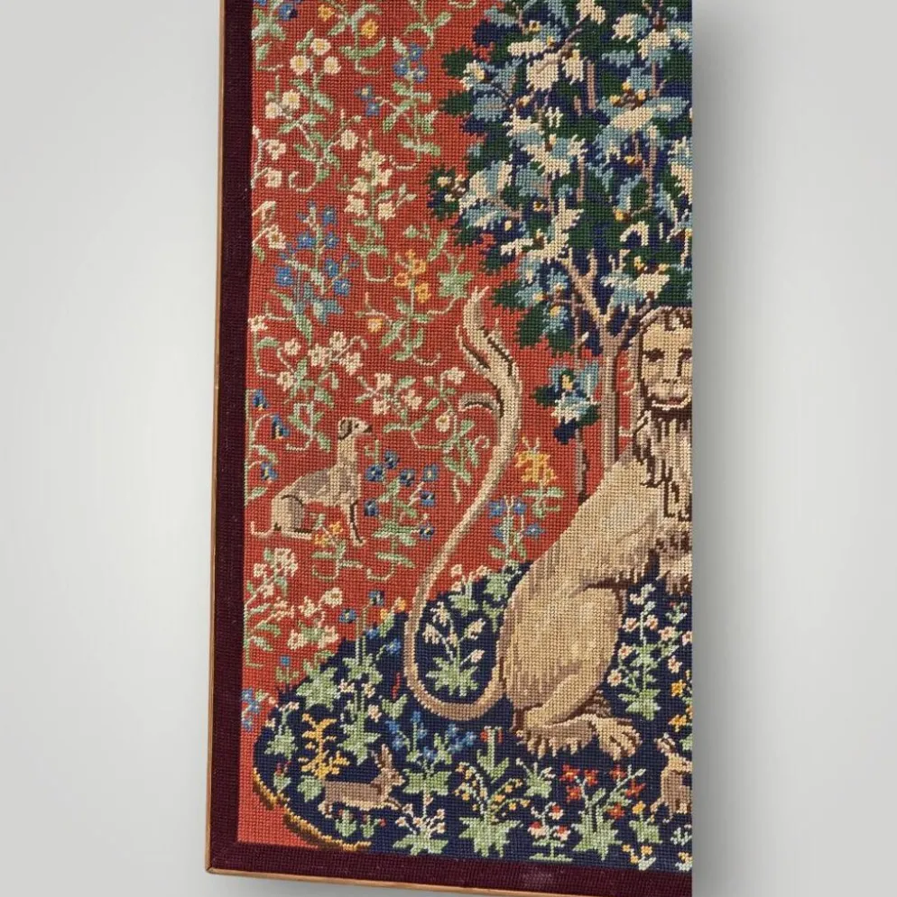 Tapisserie au point de croix vintage « La Dame à la Licorne », reproduction médiévale