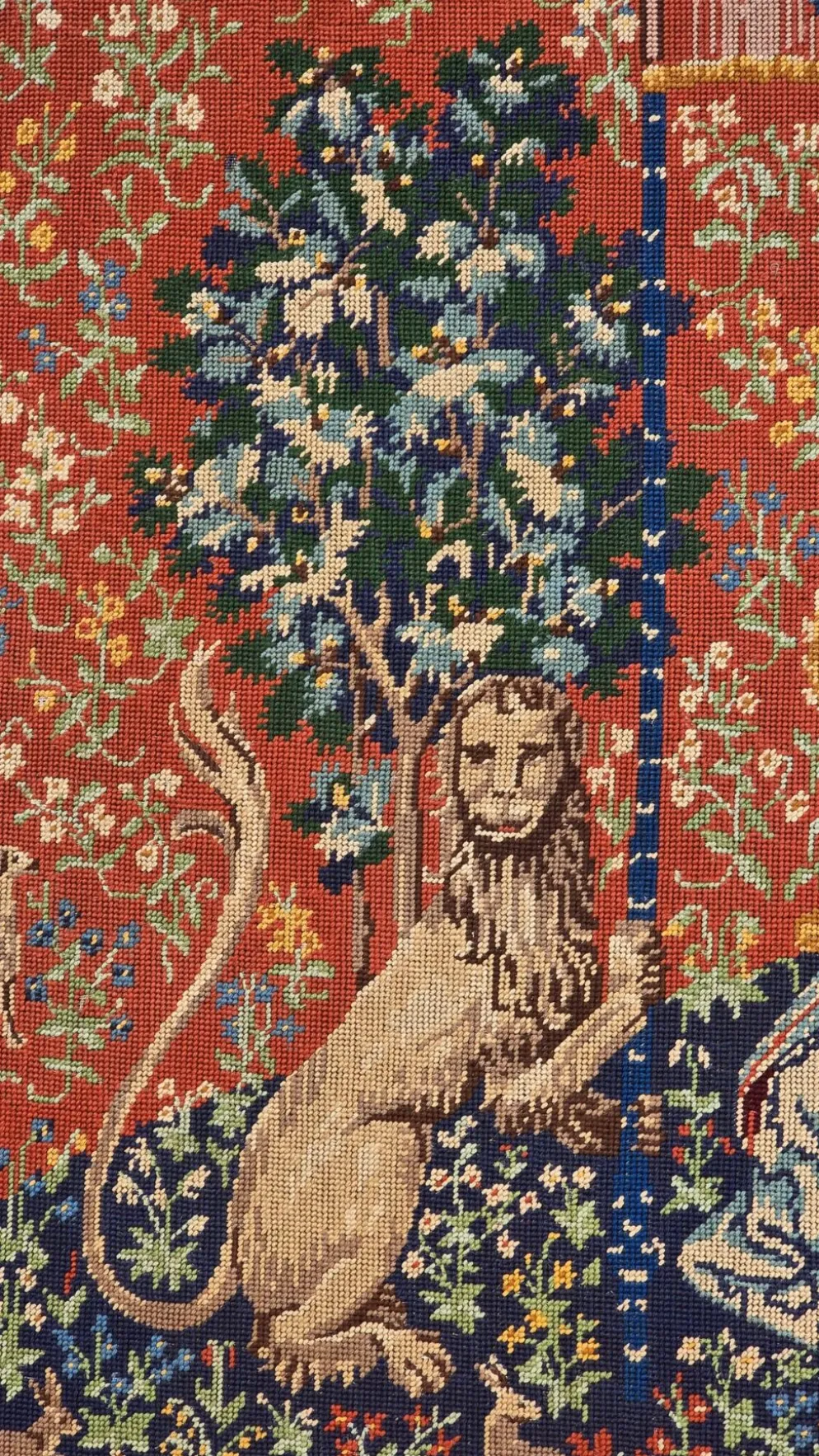 Tapisserie au point de croix vintage « La Dame à la Licorne », reproduction médiévale