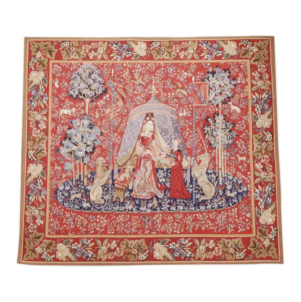 Tapisserie chinoise « La Dame à la Licorne » 20ème siècle