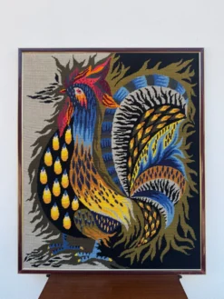 Tapisserie coq flamboyant années 70